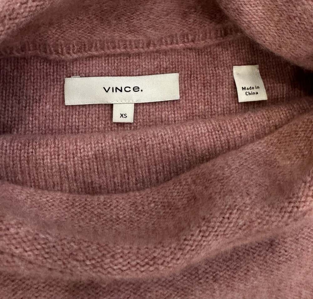 Vince. Women's Rosewood 100% Cashmere Relaxed Mock Neck Sweater Size XS - Picture 3 of 5